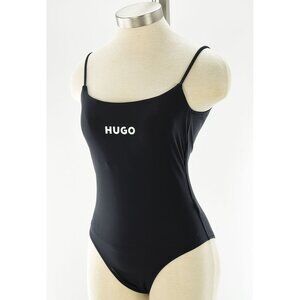 HUGO BOSS Black PURE Logo One Piece Swimsuit MEDIUM Removable Pads NWT